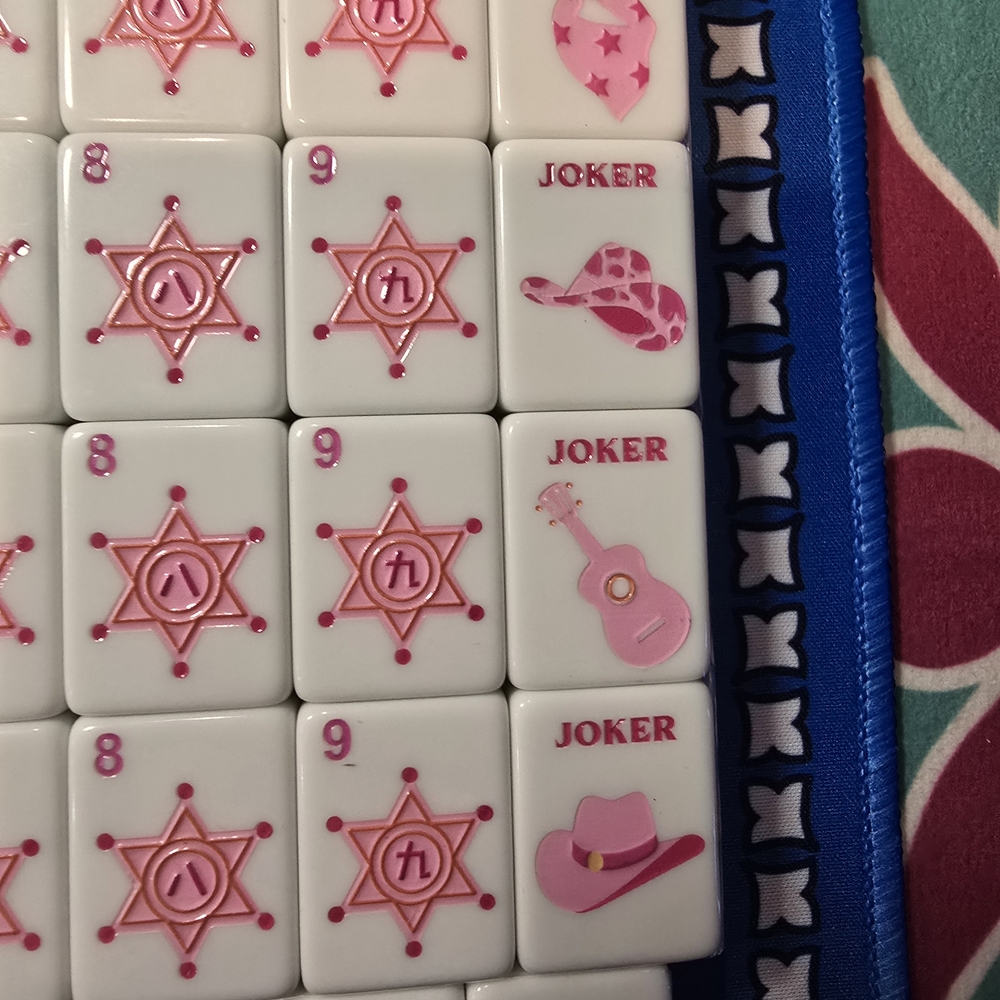 Southwest  Pink Cowboy Hat n Boots Mahjong Tiles